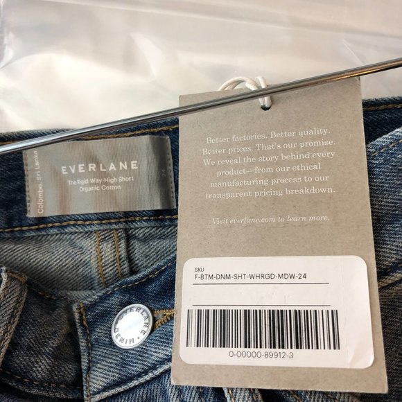 Everlane Womens The Way-High Jean Short Marina Bay Distressed 24 - Picture 5 of 7
